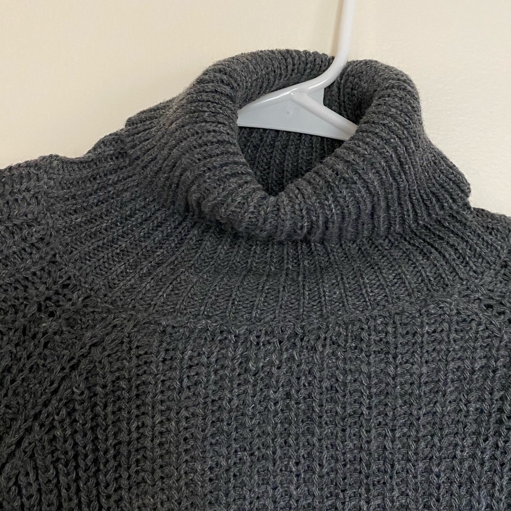 Long Sleeve Turtle Neck Gray Women Sweater